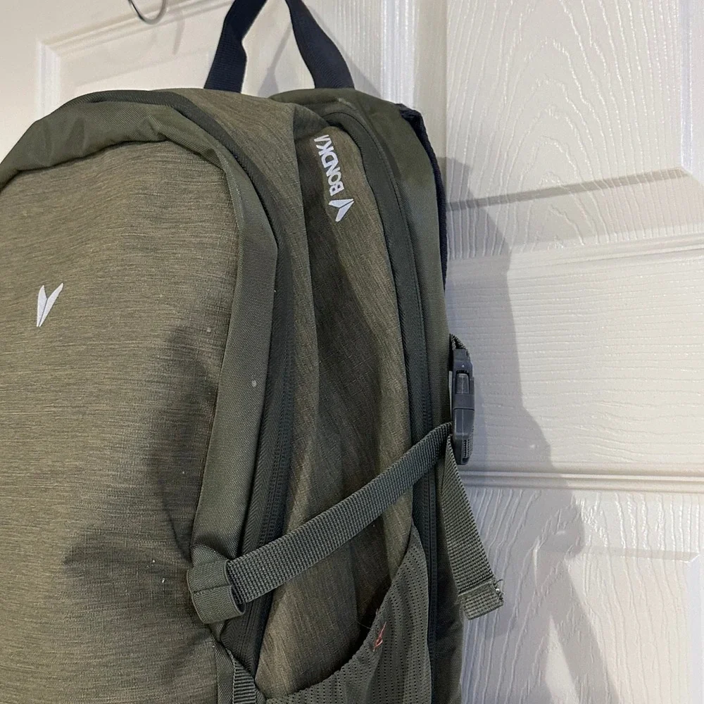 Bondka Backpack Olive Green Orange Trim Hiking Travel Commuter Daypack 17in